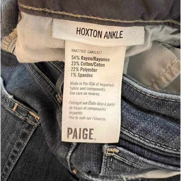 Paige Hoxton Ankle Skinny Jeans High Waist Size 30 Medium Distressed Wash - Picture 9 of 10